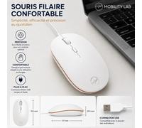 Mouse Cablaggio Ergonomico Bianco - Design Confortevole con Clic Silenzioso - Sensore Ottico 1600 DPI Preciso - Compatibile con Mac e PC - Ideale per Ufficio, Giochi, Studenti - Nouvo