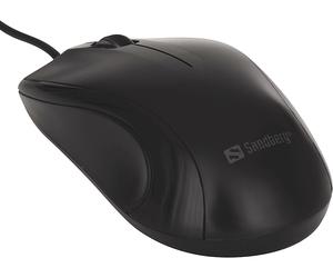 Mouse cablato SANDBERG 631-01, Collegamento USB Typ-A, Ingresso: Otticamente a mezzo LED, Scrolling a Rotella, Risoluzione max 1200 dpi, Nero
