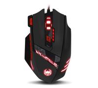 Mouse da gaming Zelotes T90 1000-1600-2400-3200-5500-9200, regolabile a 6 velocità, 8 pulsanti programmabili, luce LED multi-modalità, mouse da gaming USB, peso regolabile per laptop, desktop