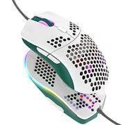 Mouse da gioco cablato, mouse leggero con guscio a nido d'ape 69G con 6400 DPI, mouse da gioco USB programmabile a 6 pulsanti, per giocatori PC e utenti Xbox e PS4-verde bianco misto