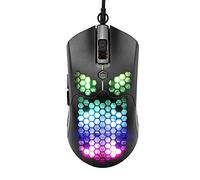 Mouse da gioco leggero con cavo RGB, 65 G, con guscio a nido d'ape leggero, effetto retroilluminato 26 RGB, unità programmabile 7 pulsanti mouse ottico per sensore PAW3325 12000DPI