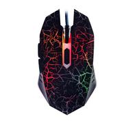 Mouse da gioco ottico con design a crepa, 6 pulsanti, nero