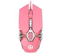 Mouse da gioco rosa, mouse ottico con cavo USB, mouse RGB, 6 pulsanti e 4 DPI regolabili fino a 3200, accessori da gioco rosa per computer portatile, Mac PC, MacBook Air (rosa, Sound Click)