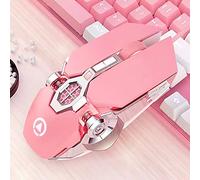 Mouse da gioco rosa, mouse ottico con cavo USB, mouse RGB, con clic silenzioso, 4 DPI regolabili fino a 3200, accessori da gioco rosa per computer portatile, Mac PC, MacBook Air (rosa, Silent Click)