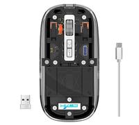 Mouse da Gioco Trasparente 2.4G Bluetooth, Mouse senza fili con Luce RGB Mouse Ricaricabile Click Silenzioso per ipad Macbook Laptop PC Accessori (Nero)