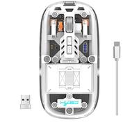 Mouse da Gioco Trasparente 2.4G Bluetooth, Mouse senza fili con Luce RGB Mouse Ricaricabile Click Silenzioso per ipad Macbook Laptop PC Accessori (Bianco)