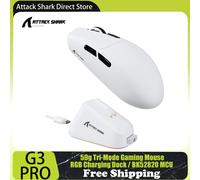 Mouse da gioco wireless ATTACK SHARK G3PRO con dock di ricarica magnetico RGB, trimodale, ultraleggero da 59 g, sensore PAW3311, 25000 DPI