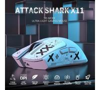 Mouse da gioco wireless ATTACK SHARK X11 con dock di ricarica magnetico RGB, cablato/2.4G/BT, 22K DPI, trimodale ultraleggero 59g con nastro adesivo