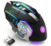 Mouse da gioco wireless Bluetooth RGB ricaricabile 2.4G USB Cordless Computer Mouse con 7 colori retroilluminati, 6 pulsanti e clic silenzioso per laptop, iPad, Mac OS, PC, Windows, nero