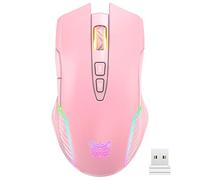 Mouse da gioco wireless per ufficio, mouse da lavoro 3600 DPI regolabile RGB LED luce bianco/rosa/nero (rosa)