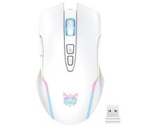Mouse da gioco wireless per ufficio, mouse da lavoro 3600 DPI regolabile RGB LED luce bianco/rosa/nero (bianco)
