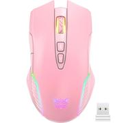 Mouse da gioco wireless ultraveloce, design ergonomico con rivestimento liscio, 5 livelli DPI regolabili fino a 3600, retroilluminazione RGB, plug &