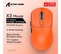 Mouse da gioco X3 Wireless ATTACK SHARK Colore rosso 4K Returns, connessione tri-modale Bluetooth, PAW3395, mouse da gioco Bluetooth macro