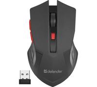 Mouse Defender ACCURA MM-275 Wireless 1600 DPI Nero Rosso 6 Tasti Ergonomico