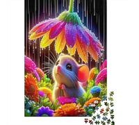 Mouse Fiore Pioggia Puzzle, 1000 Pezzi Gioco Interiore Adulto | 38x26cm Riduzione Lo Stress, Decorazione D'arte Domestica, Esercizio Cerebrale, Cartone, Regalo Di Compleanno