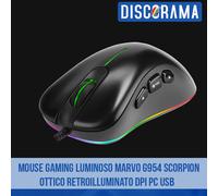 MOUSE GAMING LUMINOSO MARVO G954 SCORPION OTTICO RETROILLUMINATO DPI PC USB