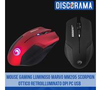 MOUSE GAMING LUMINOSO MARVO M205 SCORPION OTTICO RETROILLUMINATO DPI PC USB