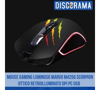 MOUSE GAMING LUMINOSO MARVO M425G SCORPION OTTICO RETROILLUMINATO DPI PC USB