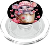 Mouse Graphic For Women And Girls Cute Pink Heart Pattern PopSockets PopGrip per MagSafe