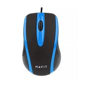 MOUSE HAVIT MS753, Tasti: 6, Cablato, Collegamento USB A 2.0, Scrolling a Rotella di scorrimento, forma ergonomica, Nero, Blu