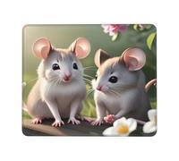 Mouse in Love, tappetino per mouse quadrato impermeabile con base in gomma antiscivolo, per computer portatile, mouse wireless per casa, ufficio, viaggi, 20 x 24 cm