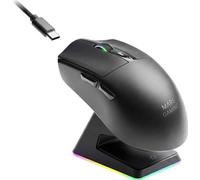 Mars Gaming MMW-ELITE, Mouse Wireless Gaming, Bluetooth 5.4 + 2.4GPRO + Cavo, Sensore Ottico PixArt PAW3311PRO 20000 DPI, Ultralight 69g, 6 Pulsanti, Schermo OLED, Base di Ricarica Magnetica RGB, Nero
