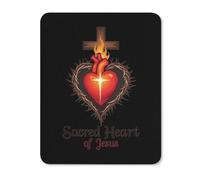 Mouse Mat Croce del Sacro Cuore di Gesù Bordi Cuciti Mouse Pad Portatile Tappetino Scrivania per Computer Mac Gaming 25X30Cm