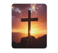 Mouse Mat Croce del Tramonto sulla Cima della Montagna Bordi Cuciti Mouse Pad Multifunzione Desk Mat per Laptop Computer Gaming 25X30Cm