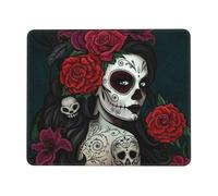 Mouse Mat Day of The Dead Flower Skull Goth Art Portatile Tappetino per Mouse Bordi Cuciti Mousepad per Computer Gaming Pc 10X12In