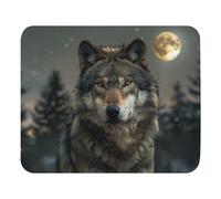 Mouse Mat Lupo sotto La Luna Animale Rettangolare Pulire Mouse Pad Confortevole Tappetino Scrivania per Computer Computer Portatile Ufficio 25X30Cm