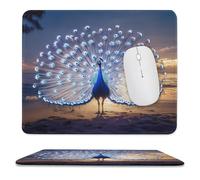 Mouse Mat Peacock On Beach Portatile Tappetino Scrivania Lavabile Accessori Gaming per Pc Mac Ufficio 10X12In