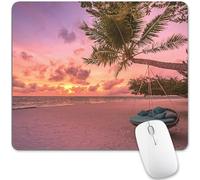 Mouse Mat Purple Beach Cute Sunrise Sunset Green Summer Tropical Tree Lavabile Tappetino Mouse Gaming Soffice Desk Mat per Pc Mac Ufficio 10X12In