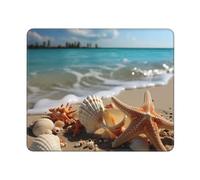 Mouse Mat Seashells Starfish On Beach Lavabile Tappetino Mouse Soffice Accessori Gaming per Sensori da Gioco Ufficio Computer 10X12In