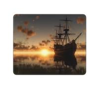 Mouse Mat Ship in The Lake Sunset Bordi Cuciti Tappetino Scrivania Multifunzione Mousepad per Pc Mac Gaming 10X12In