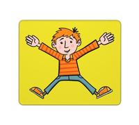 Mouse Mat Un Ragazzino con La H Arancione Che Salta di Gioia Bordi Cuciti Mouse Pad Confortevole Desk Mat per Mac Computer Portatile Pc 25X30Cm