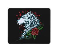 Mouse Mat Wolf Head And Flower Durevole Tappetino Mouse Gaming Multifunzione Mousepad per Sensori da Gioco Mac Gaming 10X12In