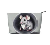 Mouse nel foro Chiusura a cerniera Borsa per il trucco in velluto a coste Organizer multifunzionale 22x7x17cm per Viaggi Campeggio Vacanze Fitness, Nero , Taglia unica