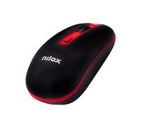 MOUSE NILOX WIRELESS BLACK/RED 1000 DPI, Collegamento WLAN, Scrolling a Non disponibile, Risoluzione max 1600 dpi, Nero, Rosso