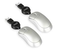 Mouse ottico EEEKit con mini cavo retrattile USB grigio. 2 in 1 Kit da viaggio per Apple Mac, HP, Dell, Lenovo Thinkpad Sony, Asus, Acer, Tablet, PC,