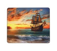 Mouse Pad 7 x 8.6 pollici Mouse Mat Desk Pad Pirata nave al tramonto MousePad per uomo donna Computer Tappetino per mouse con base in gomma antiscivolo Tappetino per tastiera per lavoro