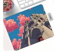Mouse Pad Compatto e Portatile 290 x 240 mm, Rosa Architettura Tappetino Mouse, con Base in Gomma Antiscivolo, Superficie Premium Ultra-Liscia per Tutto Mouse,Migliora la Precisione e Velocità d0d-235