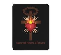 Mouse Pad Croce del Sacro Cuore di Gesù con Corona di Spine Lavabile Mouse Mat Pulire Tappetino Scrivania per Computer Portatile Mac Ufficio 25X30Cm