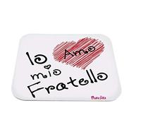Mouse Pad Decorato Io Amo Mio Fratello - 25x20 cm - Gomma Antiscivolo - Design Moderno - Uso Quotidiano - Collezione Regali