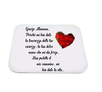Mouse Pad Decorato Poesia Grazie Mamma - 25x20 cm - Gomma e Tessuto - Elegante e Colorato Collezione Festa