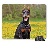 Mouse Pad, Doberman Dog Grass Nature Tappetino Mouse Pad Personalizzato Tappetini per Il Mouse da Gioco Antiscivolo Tappetini per Il Mouse per Gaming Notebook 25X30Cm