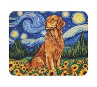 Mouse Pad Golden Retriever Under The Starry Sky 25X30Cm Bordo Cucito Tappetino Mouse Piccolo Antiscivolo Mousemat per Laptop Computer