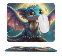 Mouse Pad Little Blue Dragon Night Moon Cute Lavabile Gaming Mouse Pad Soffice Desk Mat per Laptop Sensori da Gioco Gaming 10X12In