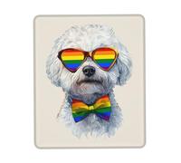 Mouse Pad, Love Is Love Bichon Dog Rainbow LGBTQ Pride Tappetini Mouse Base in Gomma Tappetino Mouse Antipolvere Gaming Tappetino Mouse per Laptop Gaming 25X30Cm