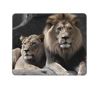 Mouse Pad Male And Female Lion 25X30Cm Durevole Tappetini per Il Mouse Base in Gomma Mousepad per Gioco Lavoro