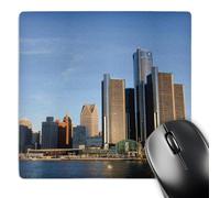 Mouse Pad Michigan, Vista dello Skyline della Città dal Fiume Detroit Grande Mouse Mat Multifunzione Desk Mat per Ufficio Computer Computer Portatile 25X30Cm
